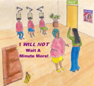 making a fuss at the hair salon